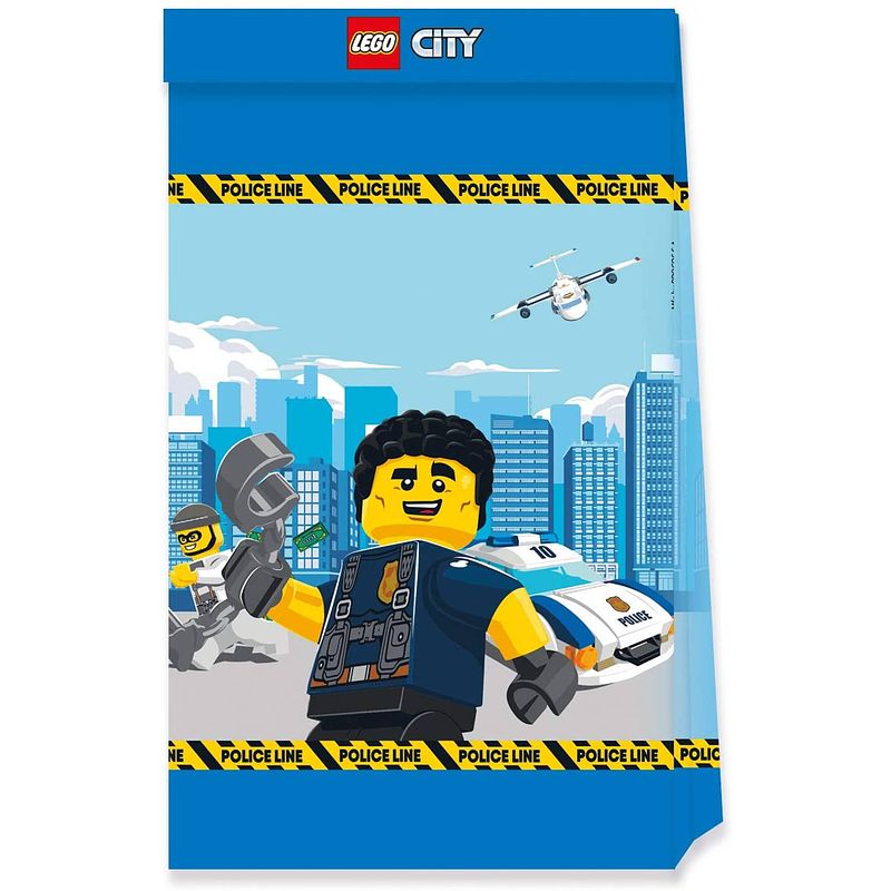 Foto van Procos uitdeelzakjes lego city junior papier blauw 4 stuks