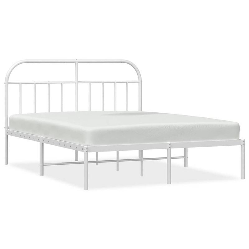 Foto van The living store bedframe klassiek - robuust staal - metalen latten - 207x146x100 cm - wit