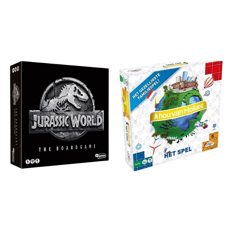 Foto van Spellenbundel - 2 stuks - jurassic world the boardgame & ik hou van holland bordspel