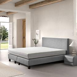 Foto van 2-persoons boxspring cloud chill - grijs 180x210 cm - pocketvering - inclusief topper - dekbed-discounter.nl