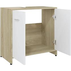 Foto van The living store badkaast - spaanplaat - 60 x 33 x 61 cm - wit en sonoma eiken