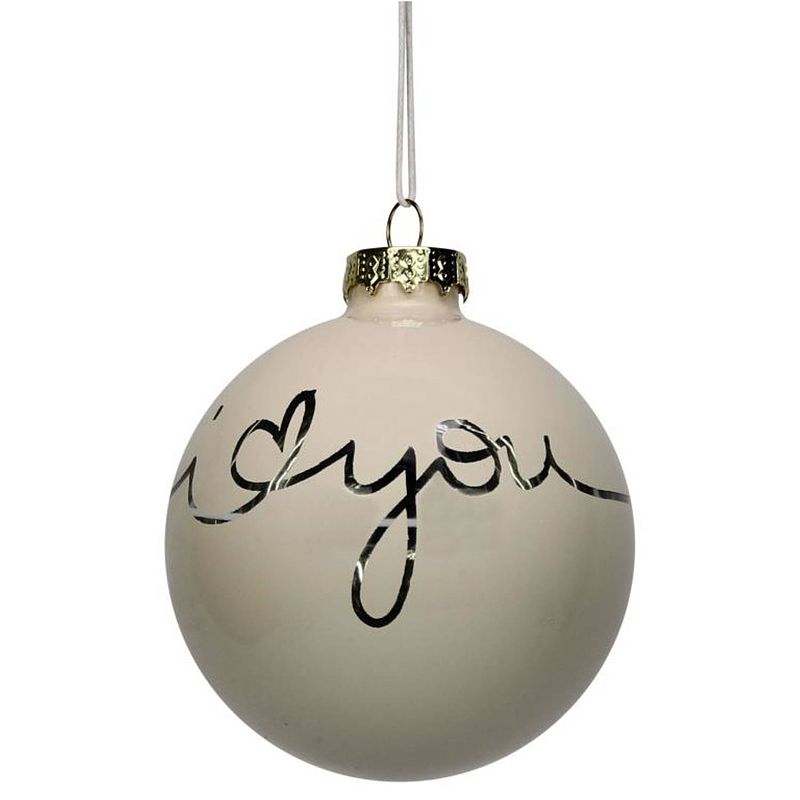 Foto van Peha kerstbal i love you 8 cm glas crème