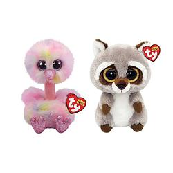 Foto van Ty - knuffel - beanie boo's - avery ostrich & racoon