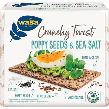 Foto van Wasa crunchy twist poppy seeds & sea salt 245g bij jumbo