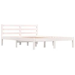 Foto van The living store bedframe - grenenhout - 195.5 x 140.5 x 69.5 cm - wit