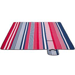 Foto van Picknickdeken, rood-wit-blauw, picknickkleed, 200 x 200 m, waterdicht, campingdeken, outdoor plaid, stranddeken