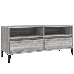 Foto van The living store klassieke tv-kast - grijs sonoma eiken - 100 x 34.5 x 44.5 cm - dvd-speler - g