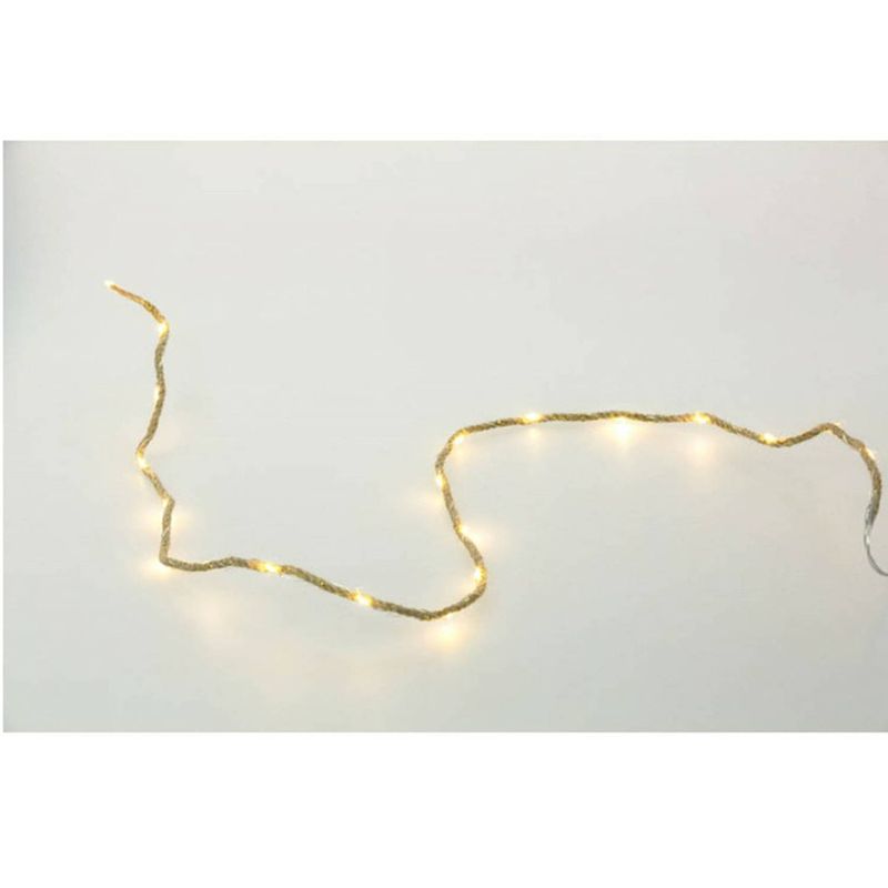 Foto van Chaks lichtsnoer/lichtverlichting - jute - warm wit - 160 cm - touwverlichting - lichtsnoeren