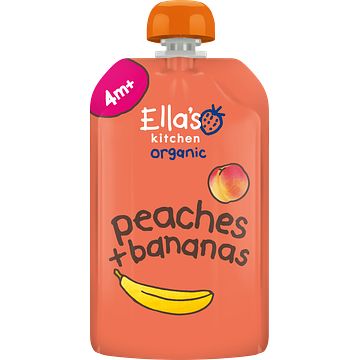 Foto van Ella'ss kitchen perziken + bananen 4+ biologisch 120g bij jumbo