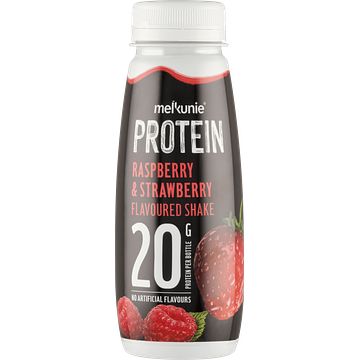 Foto van Melkunie protein raspberry & strawberry shake 225ml bij jumbo