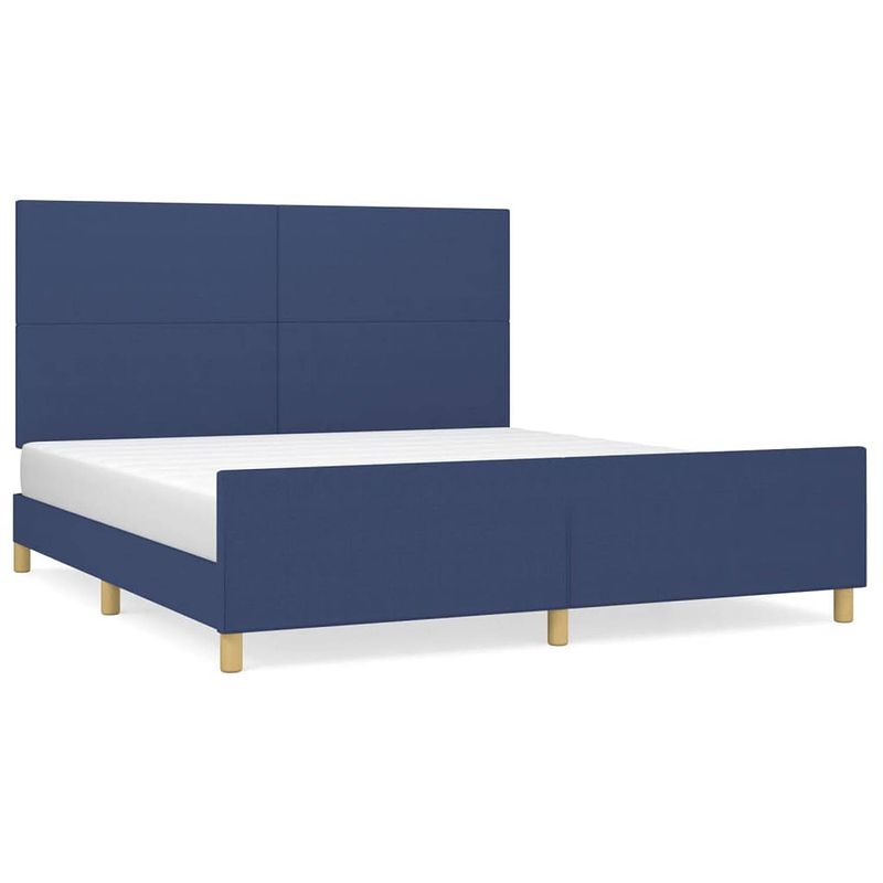 Foto van Vidaxl bedframe met hoofdeinde stof blauw 160x200 cm