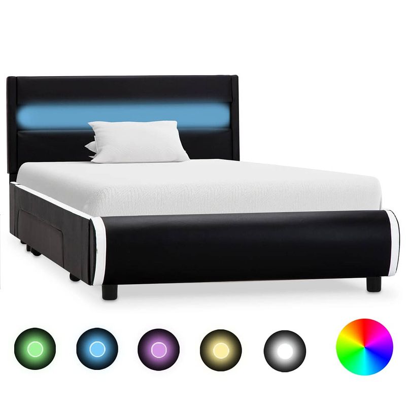 Foto van Vidaxl bedframe met led kunstleer zwart 90x200 cm