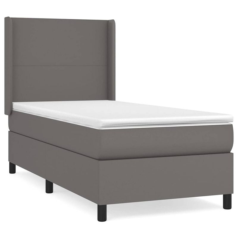 Foto van The living store bedframe - pocketvering matras - huidvriendelijk topmatras - grijs - 193x93x118/128 cm