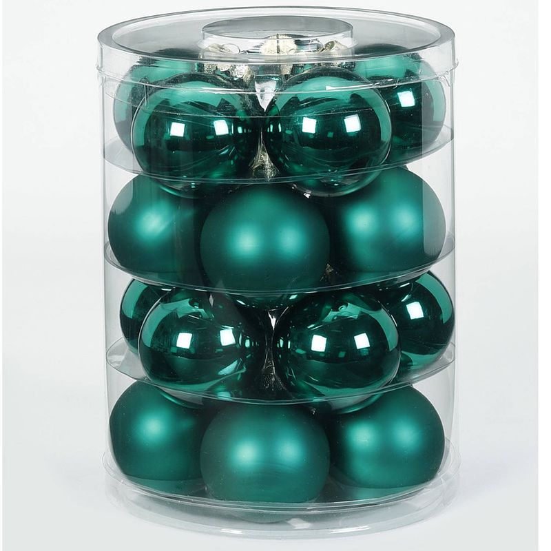 Foto van 60x donkergroene glazen kerstballen 6 cm glans en mat - kerstbal