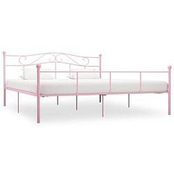 Foto van Vidaxl bedframe metaal roze 180x200 cm