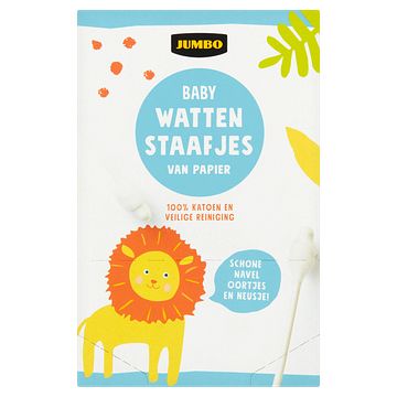 Foto van Jumbo baby wattenstaafjes van papier 72 stuks