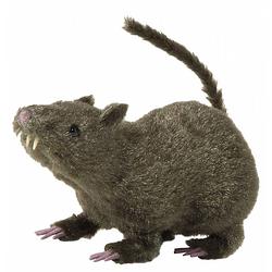 Foto van Halloween harige horror decoratie rat bruin 21 cm - feestdecoratievoorwerp