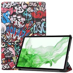 Foto van Basey samsung galaxy tab s8 plus hoesje kunstleer hoes case cover - graffity