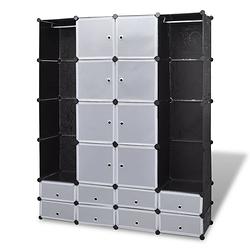 Foto van Vidaxl kast modulair met 18 vakken 37x146x180,5 cm zwart en wit