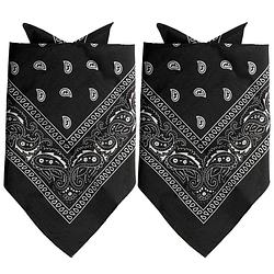 Foto van 2x stuks traditionele bandana'ss - zwart - 52 x 55 cm - verkleedhoofddeksels