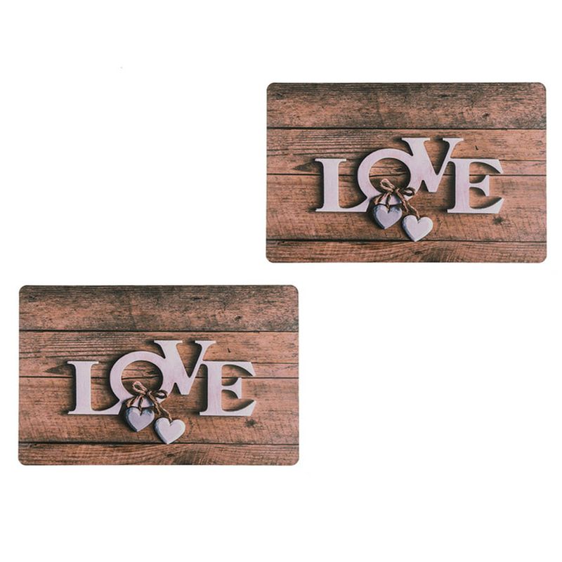 Foto van 4x rechthoekige bruine placemats i love you 29 x 44 cm - placemats