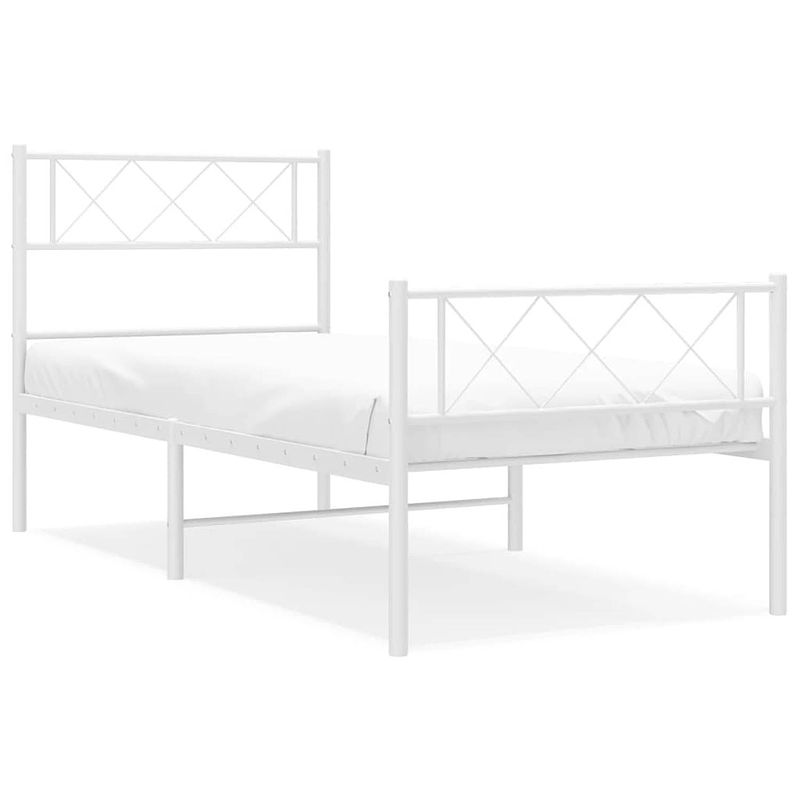 Foto van Vidaxl bedframe met hoofd- en voeteneinde metaal wit 90x200 cm