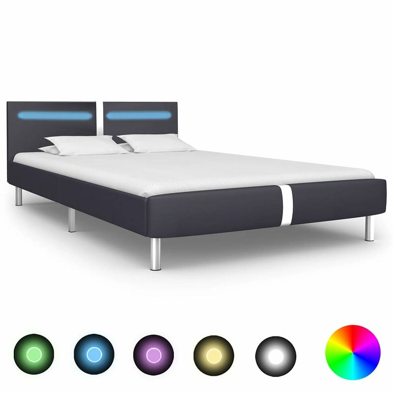 Foto van Vidaxl bedframe met led kunstleer zwart 140x200 cm