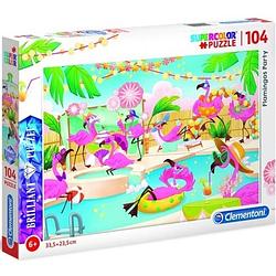 Foto van Clementoni legpuzzel flamingos party junior karton 104 stukjes