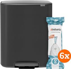 Foto van Brabantia bo pedal bin 2 x 30 liter matt black + vuilniszakken (120 stuks)