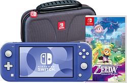 Foto van Nintendo switch lite blauw + zelda: echoes of wisdom + bigben beschermtas