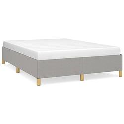 Foto van The living store bedframe - lichtgrijs - 193 x 143 x 35 cm - multiplex lattenbodem - duurzaam materiaal