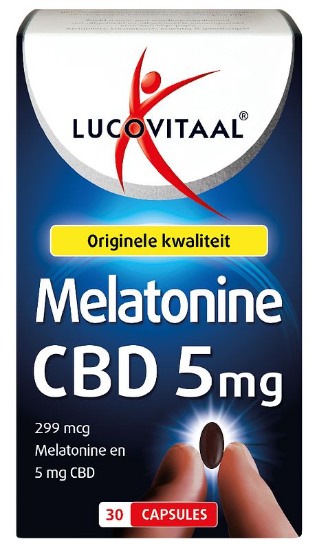 Foto van Lucovitaal melatonine cbd 5 mg capsules