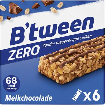 Foto van Hero b'stween mueslireep zero melkchocolade 6 x 20g bij jumbo