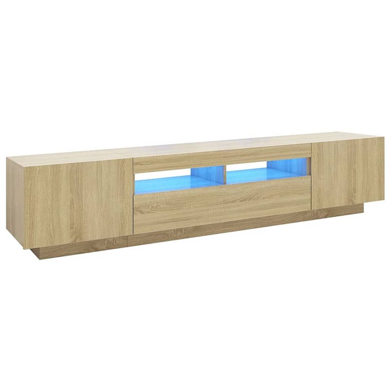 Foto van The living store tv-meubel sonoma eiken - 200 x 35 x 40 cm - met led-verlichting