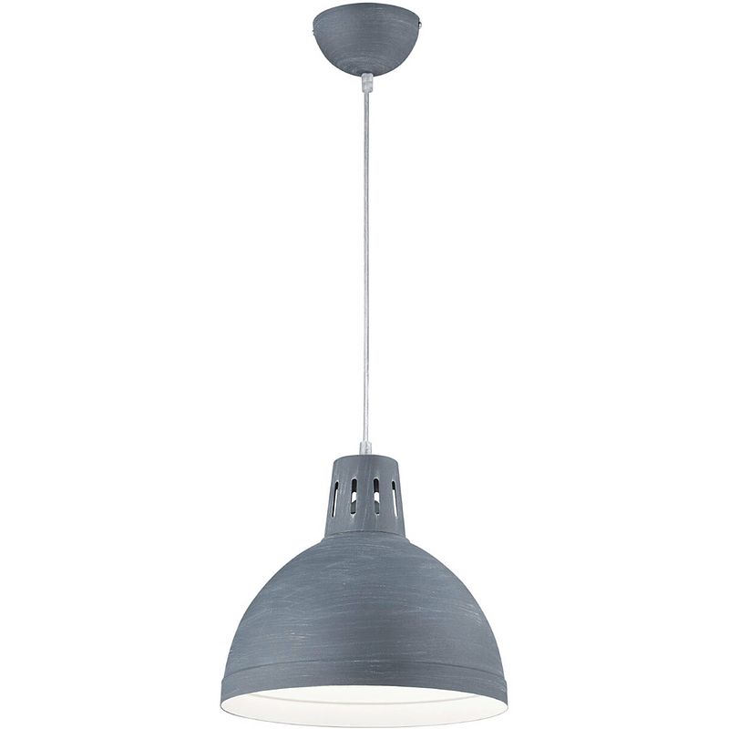 Foto van Led hanglamp - hangverlichting - trion sicano - e27 fitting - rond - beton - aluminium