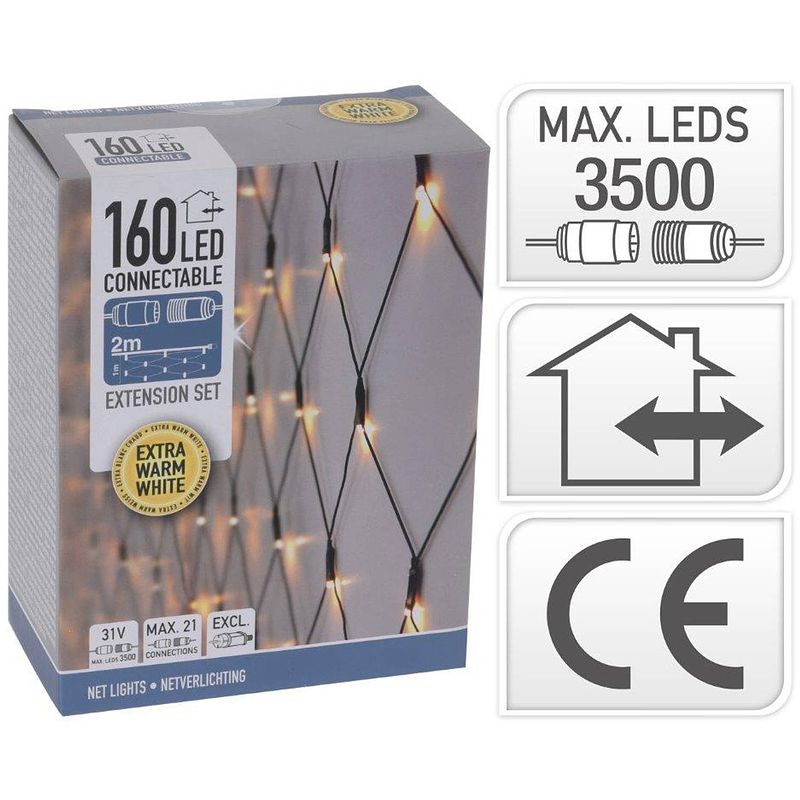 Foto van Nampook koppelbare netverlichting - 160 led - 2m - warm wit