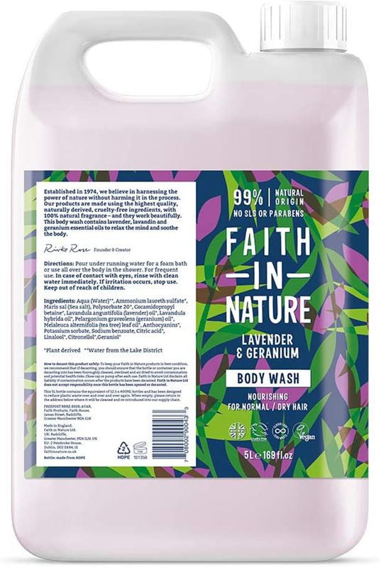 Foto van Faith in nature lavender & geranium bodywash navulverpakking