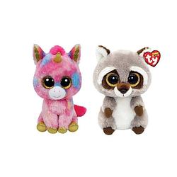 Foto van Ty - knuffel - beanie boo's - fantasia unicorn & racoon