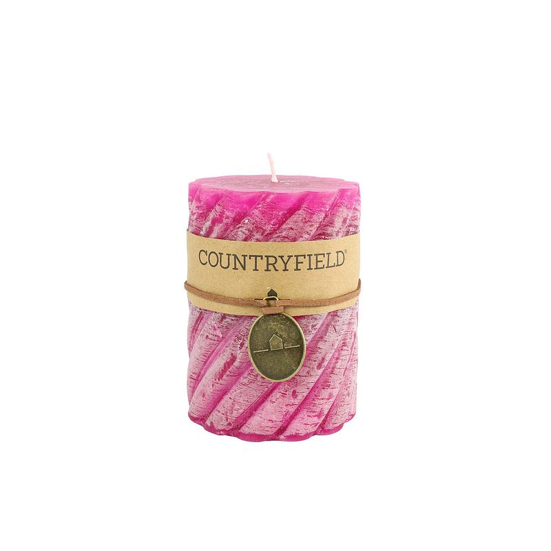 Foto van Countryfield stompkaars met ribbel fuchsia ø7 cm hoogte 10 cm