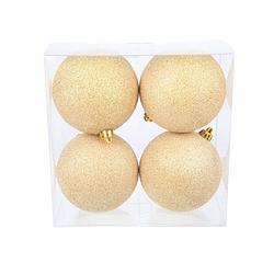 Foto van Cosy @home kerstballen champagne glitter ø 10 cm - 4 stuks