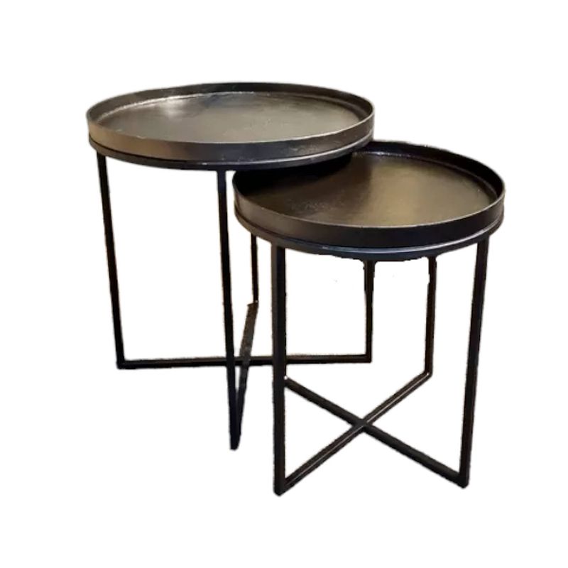 Foto van Benoa lead & bronze side table 52/46 cm set of 2