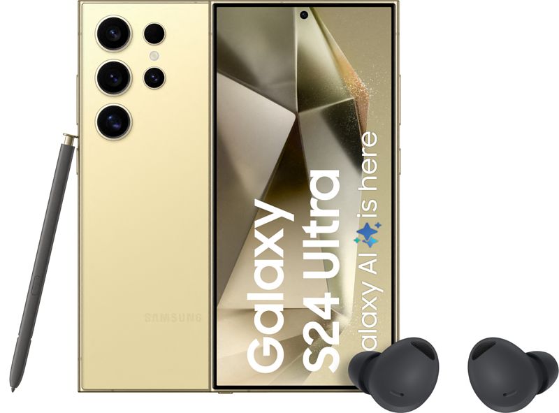 Foto van Samsung galaxy s24 ultra 512gb geel 5g + galaxy buds 2 pro zwart