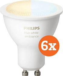 Foto van Philips hue white ambiance gu10 6-pack