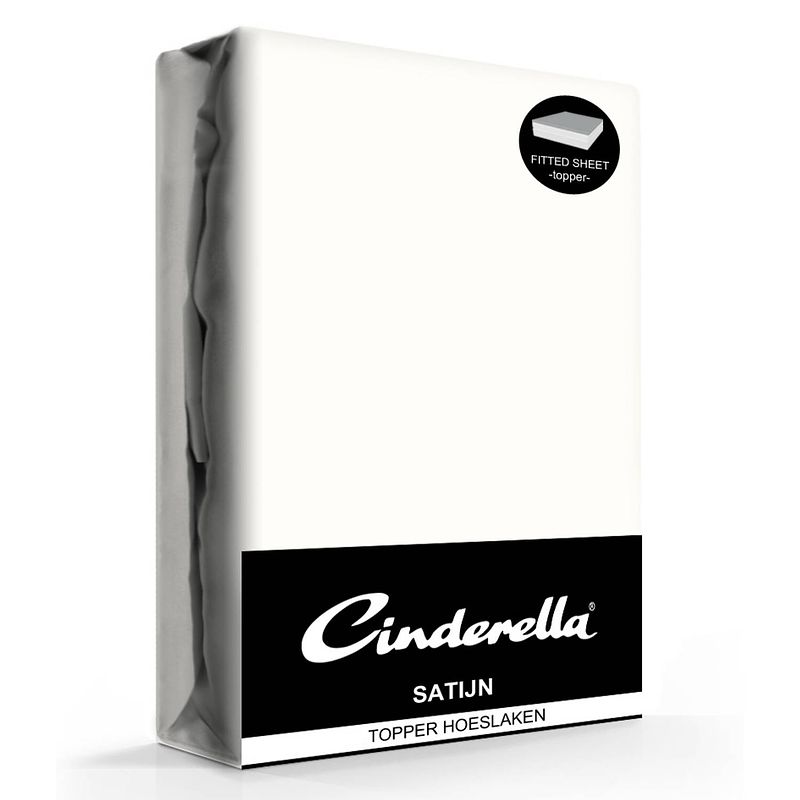 Foto van Cinderella satijn topper hoeslaken - 100% katoen-satijn - lits-jumeaux (160x210 cm) - ivory