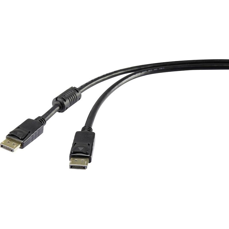 Foto van Renkforce displayport aansluitkabel displayport stekker, displayport stekker 4.50 m zwart rf-4212207 vergulde steekcontacten, met ferrietkern displayport-kabel