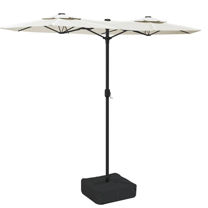 Foto van The living store parasol dubbel - zandwit en donkergrijs - 316x145x240 cm