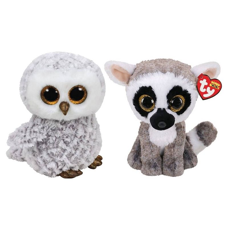 Foto van Ty - knuffel - beanie buddy - owlette owl & linus lemur