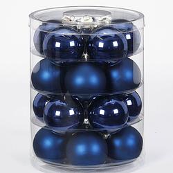 Foto van Tubes met 40x donkerblauwe kerstballen van glas 6 cm glans en mat - kerstbal