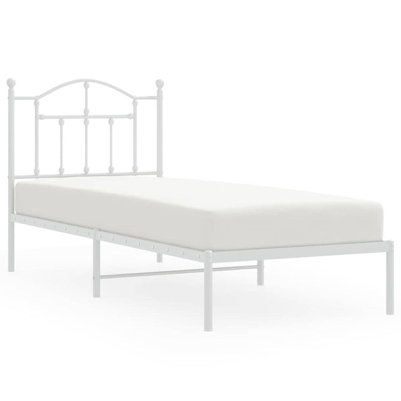 Foto van Vidaxl bedframe met hoofdbord metaal wit 80x200 cm