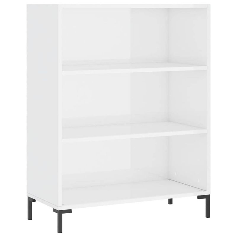 Foto van Vidaxl boekenkast 69,5x32,5x90 cm bewerkt hout hoogglans wit